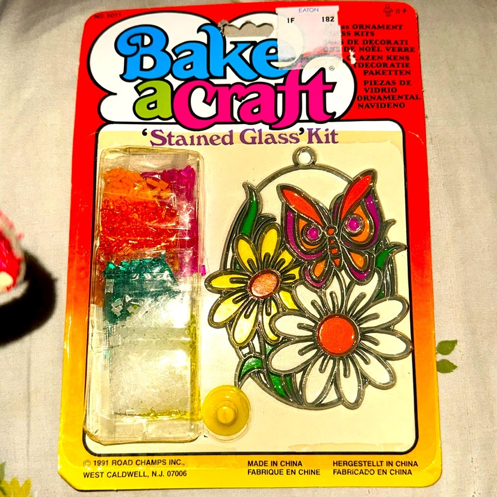 1991 Bake a Craft stained glass kit - Owl.  In original packaging